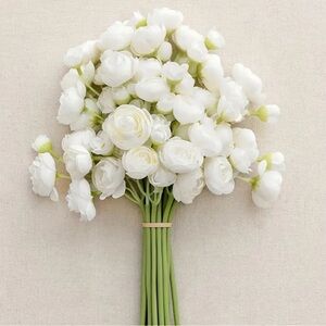 NEW Elegant White Faux Ranunculus Bouquet